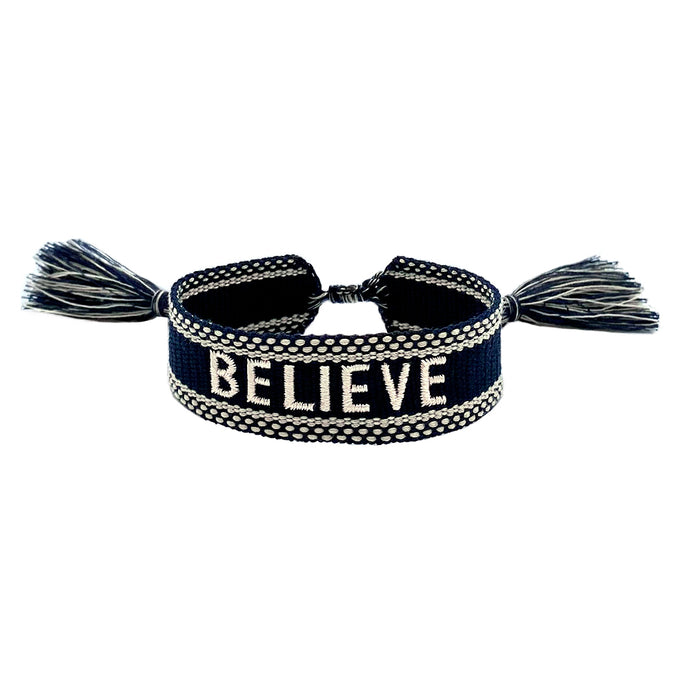 BELIEVE Friendship Bracelet- Navy