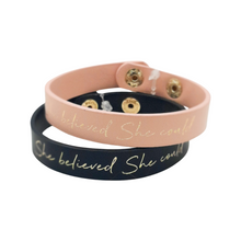 Load image into Gallery viewer, "She Believed She Could' Leather Bracelet
